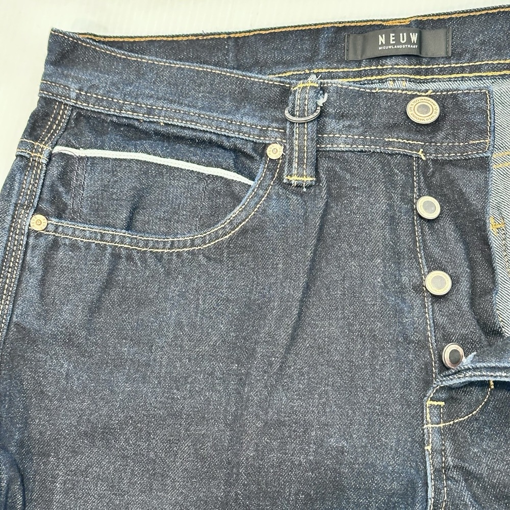 Neuw Mens Selvedge Denim Button Fly Italian Lou Slim 31 x 28 Medium Dark‎ Wash - Picture 5 of 8
